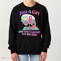 Just A Girl Who Love Camping And Her Wine Women's Sweatshirt thumb 0