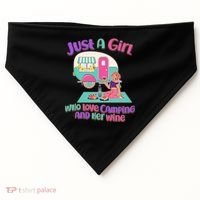 Just A Girl Who Love Camping And Her Wine USA-Made Doggie Bandana thumb 0