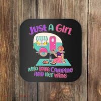 Just A Girl Who Love Camping And Her Wine Coaster thumb 0