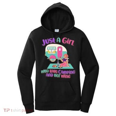 Just A Girl Who Love Camping And Her Wine Women's Hoodie