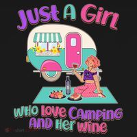Just A Girl Who Love Camping And Her Wine Women's Hoodie thumb 2