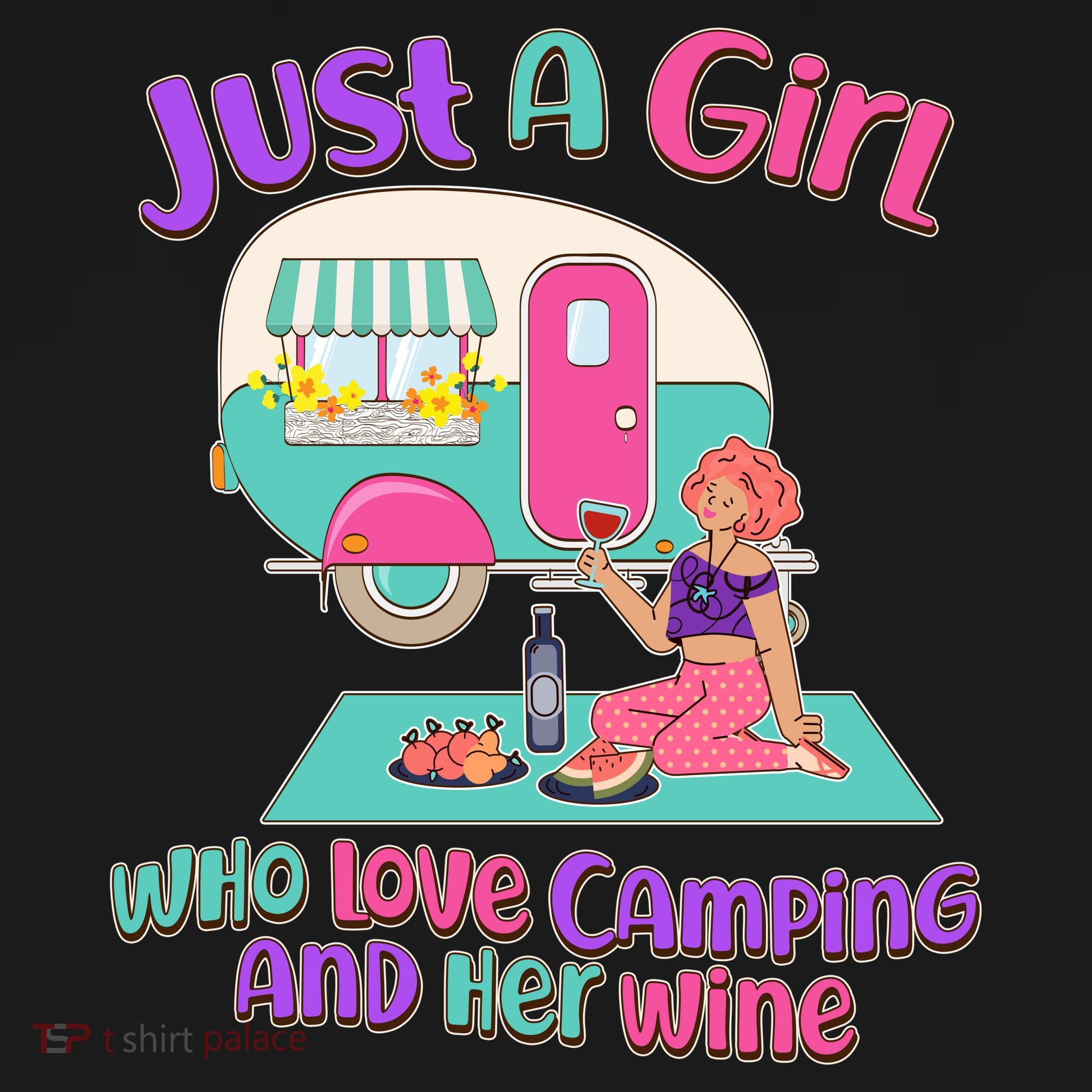 Just A Girl Who Love Camping And Her Wine Women's Hoodie