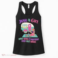 Just A Girl Who Love Camping And Her Wine Women's Tank Top thumb 0