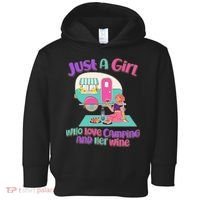 Just A Girl Who Love Camping And Her Wine Toddler Hoodie thumb 0