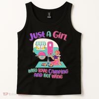 Just A Girl Who Love Camping And Her Wine Tank Top thumb 2