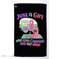 Just A Girl Who Love Camping And Her Wine Golf Towel thumb 0