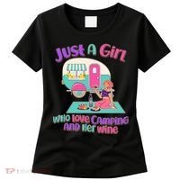 Just A Girl Who Love Camping And Her Wine Women's T-Shirt thumb 0