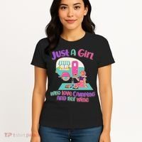Just A Girl Who Love Camping And Her Wine Women's T-Shirt thumb 4