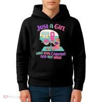 Just A Girl Who Love Camping And Her Wine Kids Hoodie thumb 4