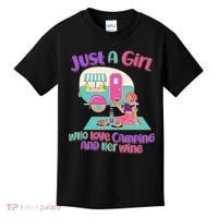 Just A Girl Who Love Camping And Her Wine Kids T-Shirt thumb 0
