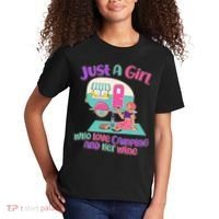Just A Girl Who Love Camping And Her Wine Kids T-Shirt thumb 2
