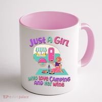 Just A Girl Who Love Camping And Her Wine Coffee Mug thumb 1