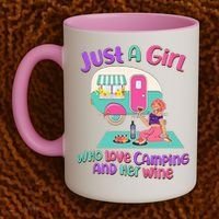 Just A Girl Who Love Camping And Her Wine Coffee Mug thumb 2
