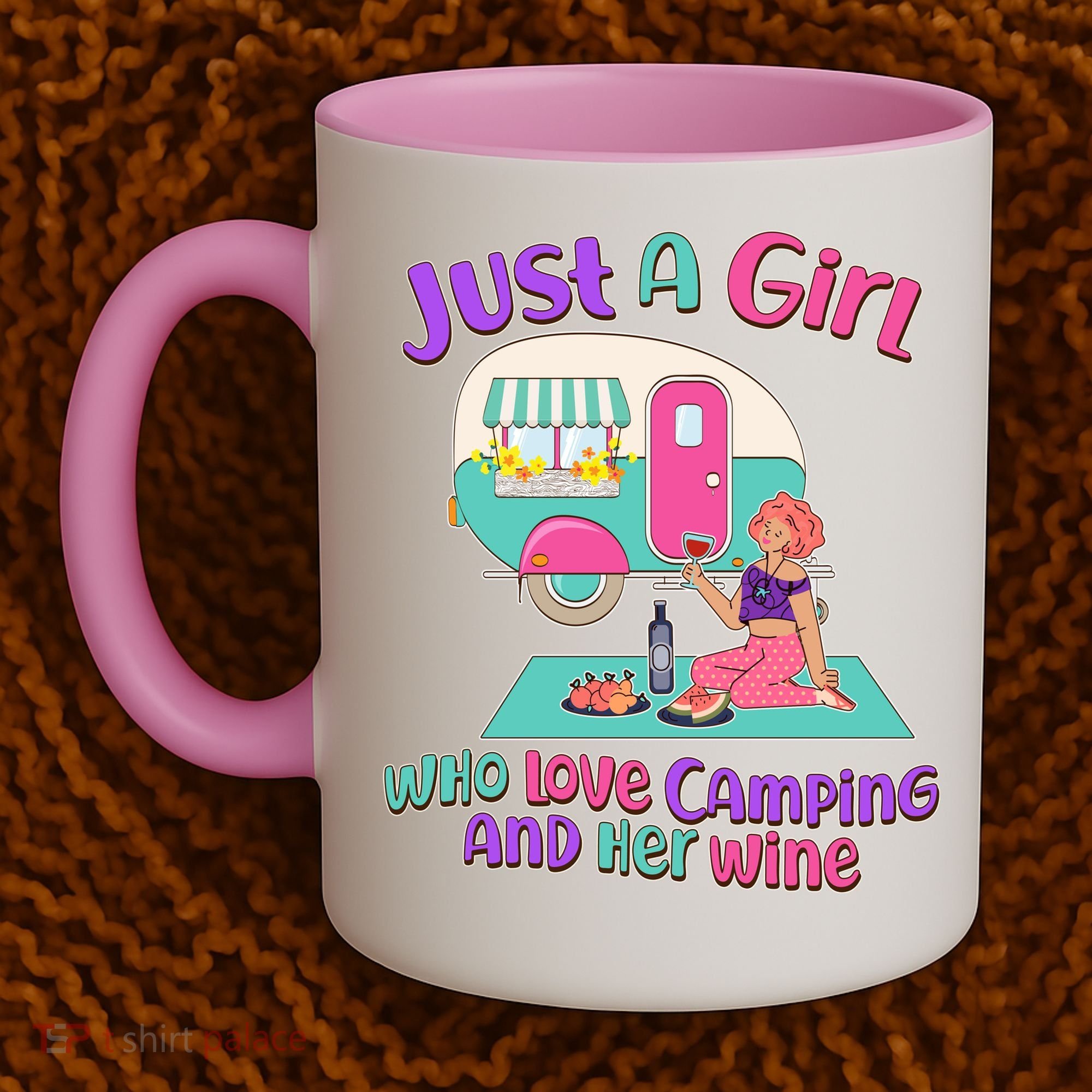 Just A Girl Who Love Camping And Her Wine Coffee Mug