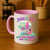 Just A Girl Who Love Camping And Her Wine Coffee Mug thumb 4