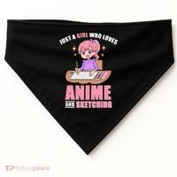 Just A Girl Who Loves Anime And Sketching USA-Made Doggie Bandana thumb 0