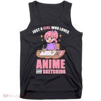 Just A Girl Who Loves Anime And Sketching Tank Top thumb 0