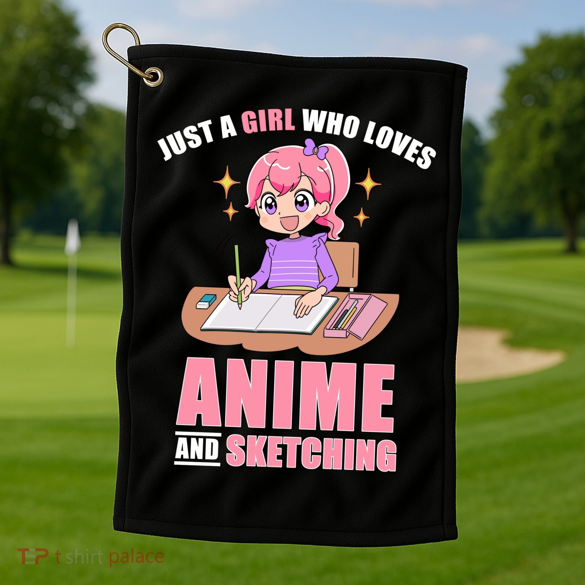 Just A Girl Who Loves Anime And Sketching Golf Towel