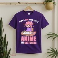 Just A Girl Who Loves Anime And Sketching T-Shirt thumb 2