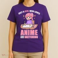 Just A Girl Who Loves Anime And Sketching T-Shirt thumb 4