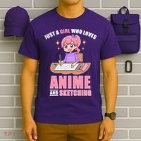 Just A Girl Who Loves Anime And Sketching T-Shirt thumb 6