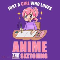 Just A Girl Who Loves Anime And Sketching T-Shirt thumb 7
