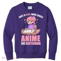Just A Girl Who Loves Anime And Sketching Kids Sweatshirt thumb 0