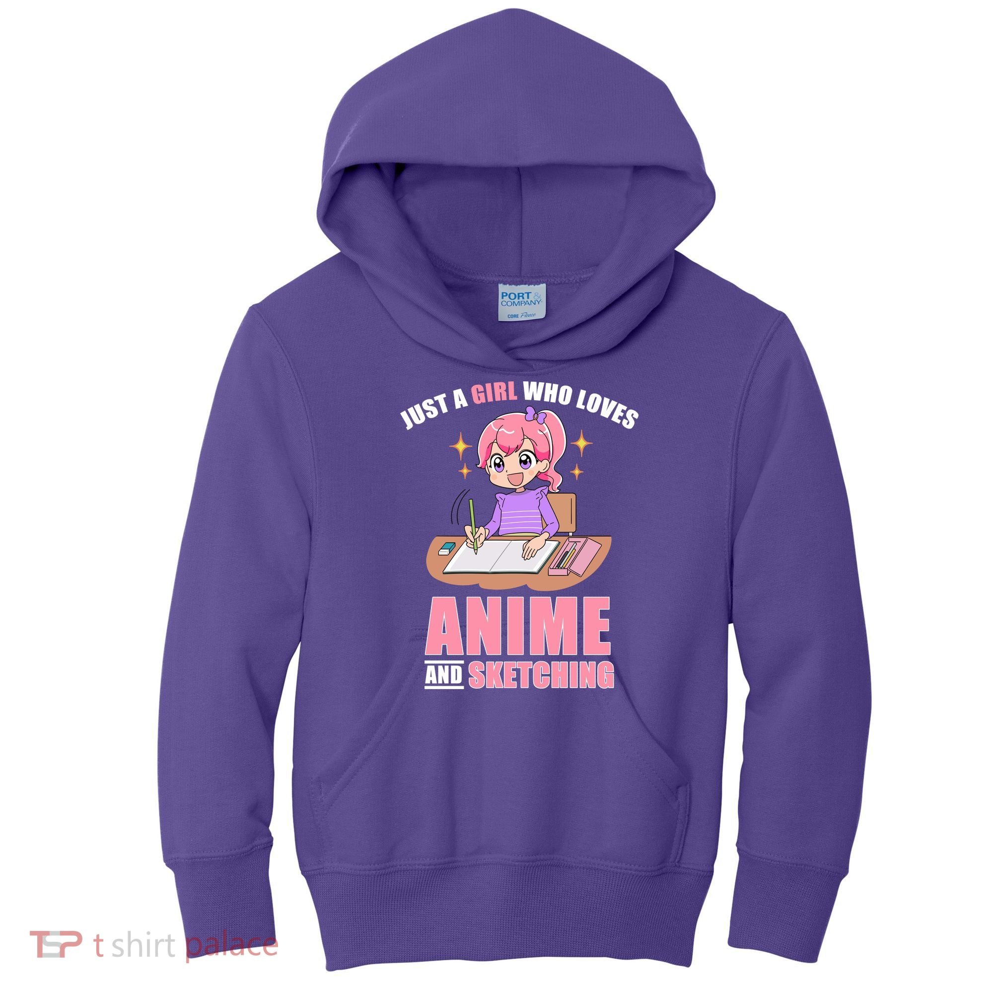 Just A Girl Who Loves Anime And Sketching Kids Hoodie