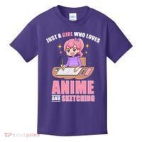 Just A Girl Who Loves Anime And Sketching Kids T-Shirt thumb 0