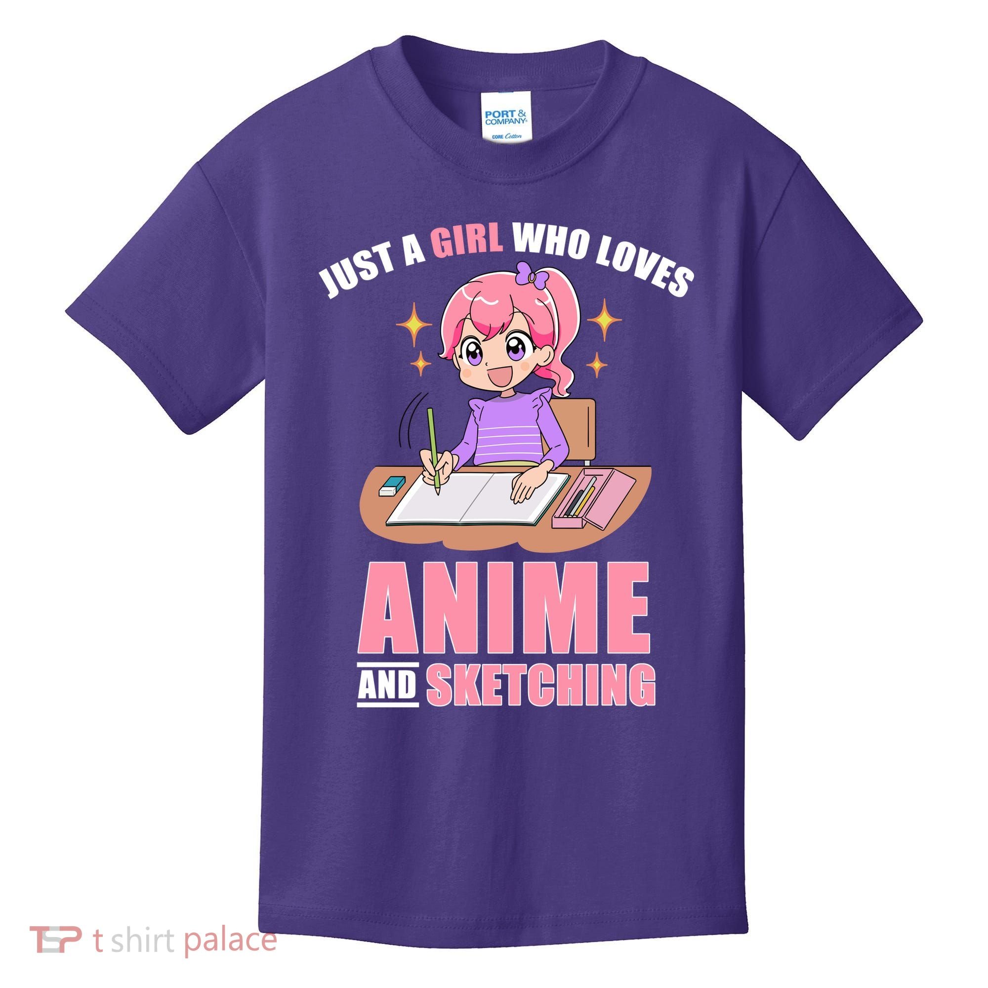Just A Girl Who Loves Anime And Sketching Kids T-Shirt