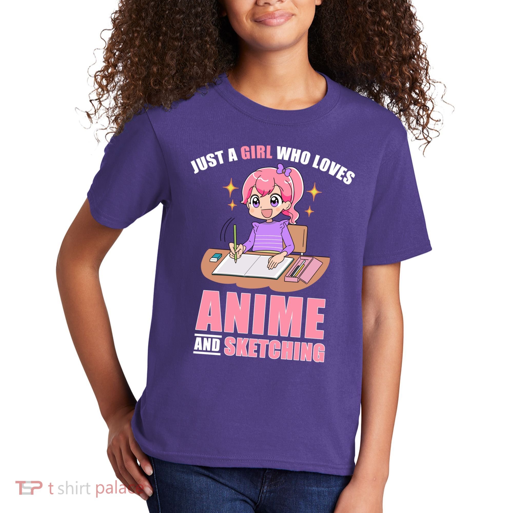Just A Girl Who Loves Anime And Sketching Kids T-Shirt