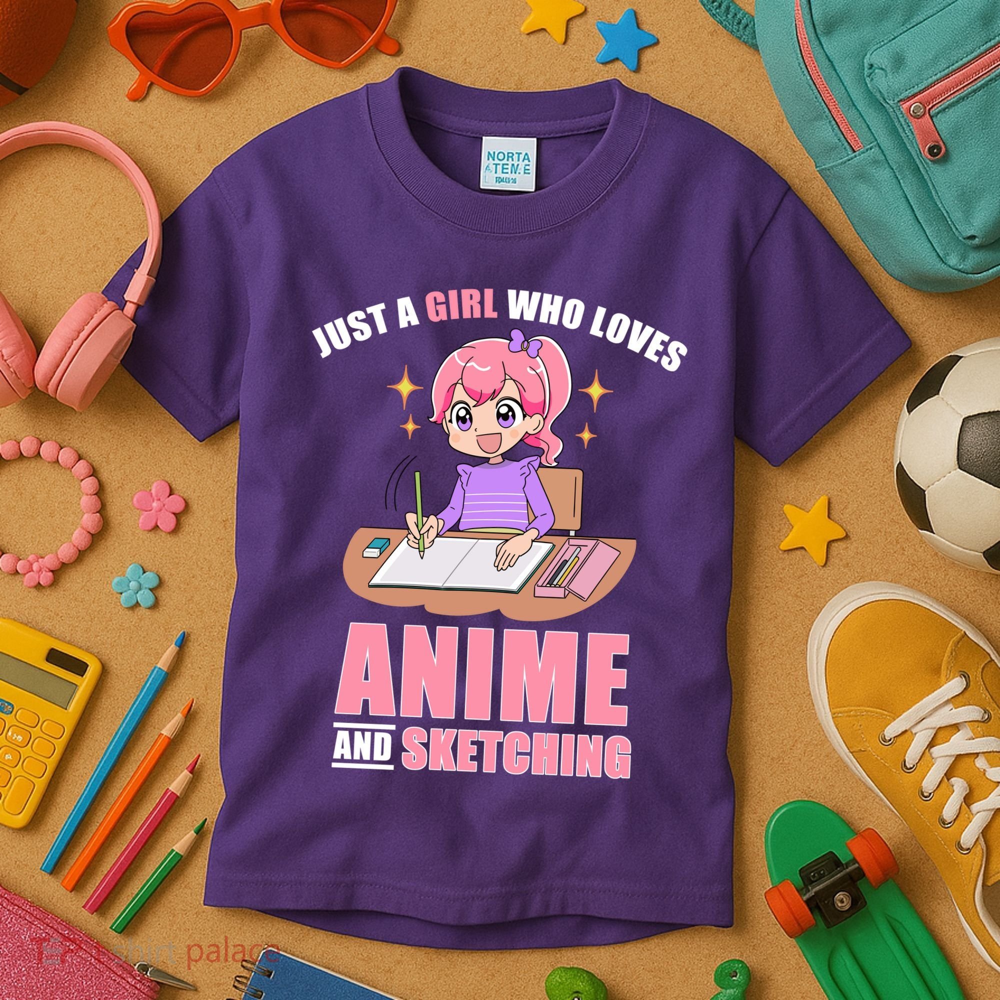 Just A Girl Who Loves Anime And Sketching Kids T-Shirt