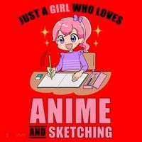 Just A Girl Who Loves Anime And Sketching Santa Hat thumb 1