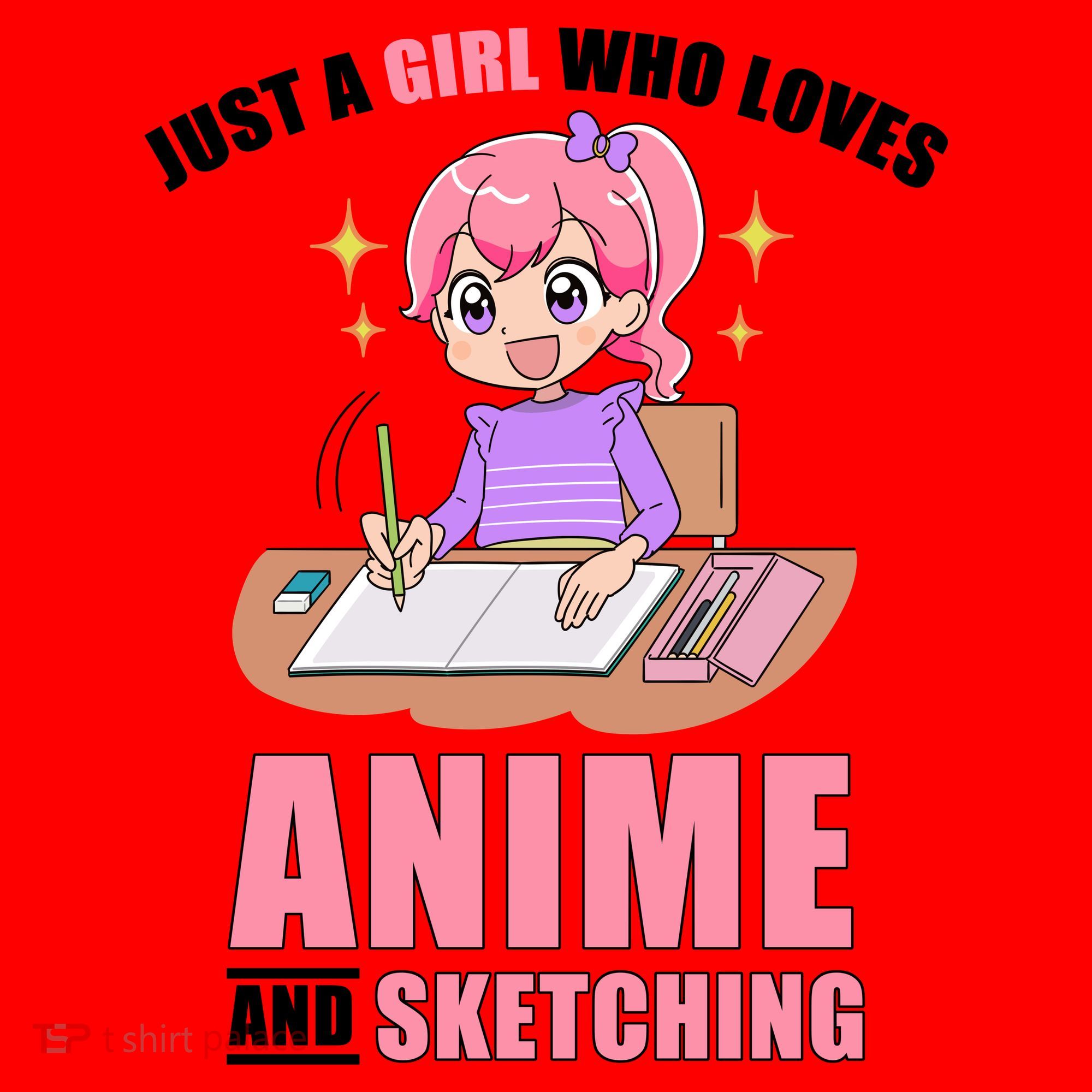 Just A Girl Who Loves Anime And Sketching Santa Hat