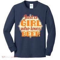 Just A Girl Who Loves Beer Kids Long Sleeve Shirt thumb 0
