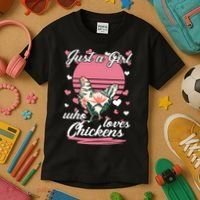 Just A Girl Who Loves Chickens Kids T-Shirt thumb 3