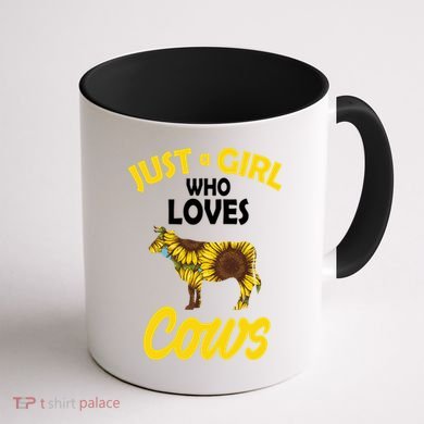 Just A Girl Who loves Cows Flowers Coffee Mug back