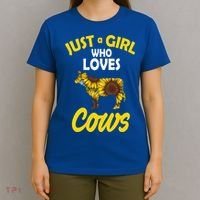 Just A Girl Who loves Cows Flowers T-Shirt thumb 4
