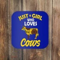 Just A Girl Who loves Cows Flowers Coaster thumb 0