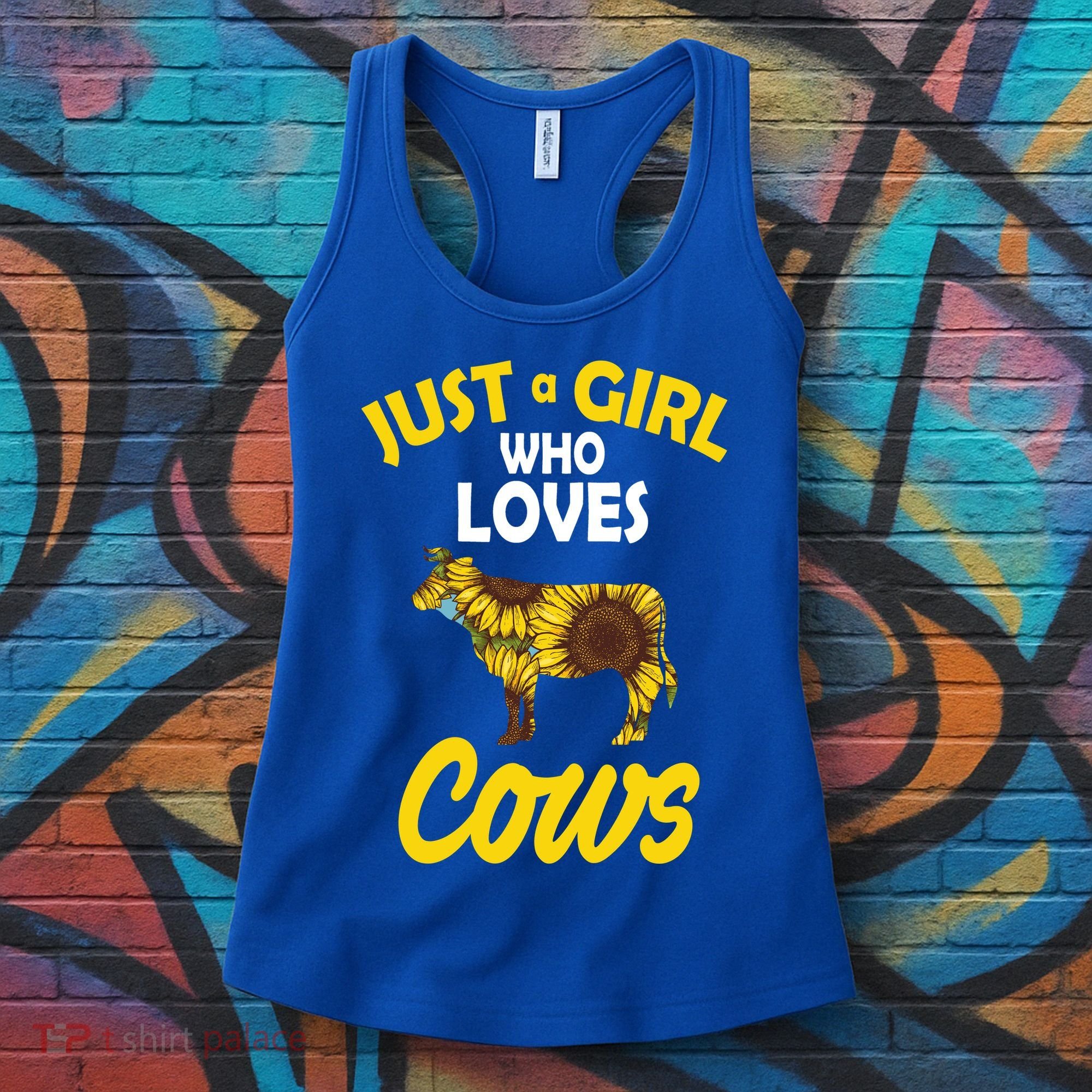 Just A Girl Who loves Cows Flowers Women's Tank Top