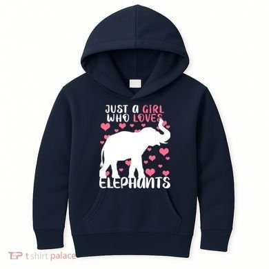 Just A Girl Who Loves Elephants Kids Hoodie