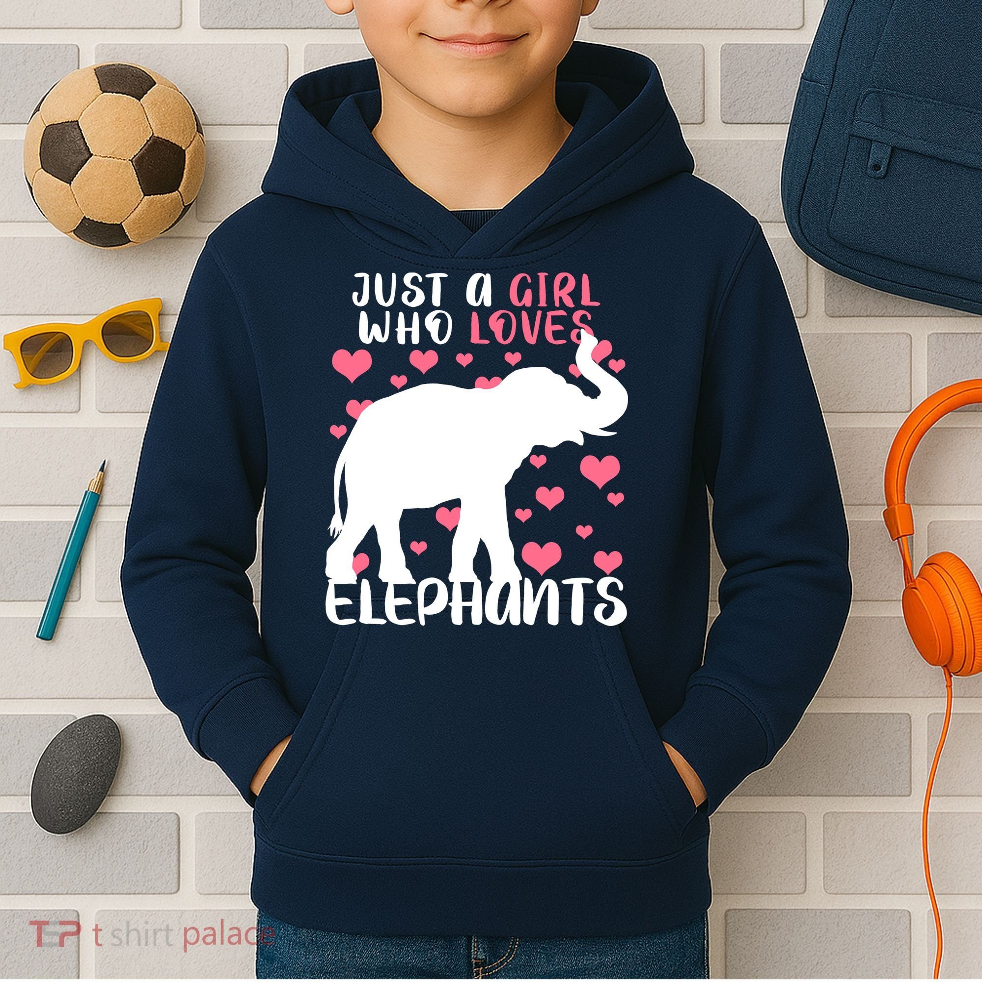 Just A Girl Who Loves Elephants Kids Hoodie