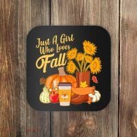 Just A Girl Who Loves Fall Autumn Lover Coaster thumb 0