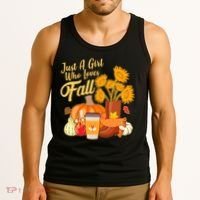 Just A Girl Who Loves Fall Autumn Lover Tank Top thumb 3