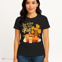 Just A Girl Who Loves Fall Autumn Lover Women's T-Shirt thumb 4