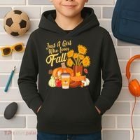 Just A Girl Who Loves Fall Autumn Lover Kids Hoodie thumb 2