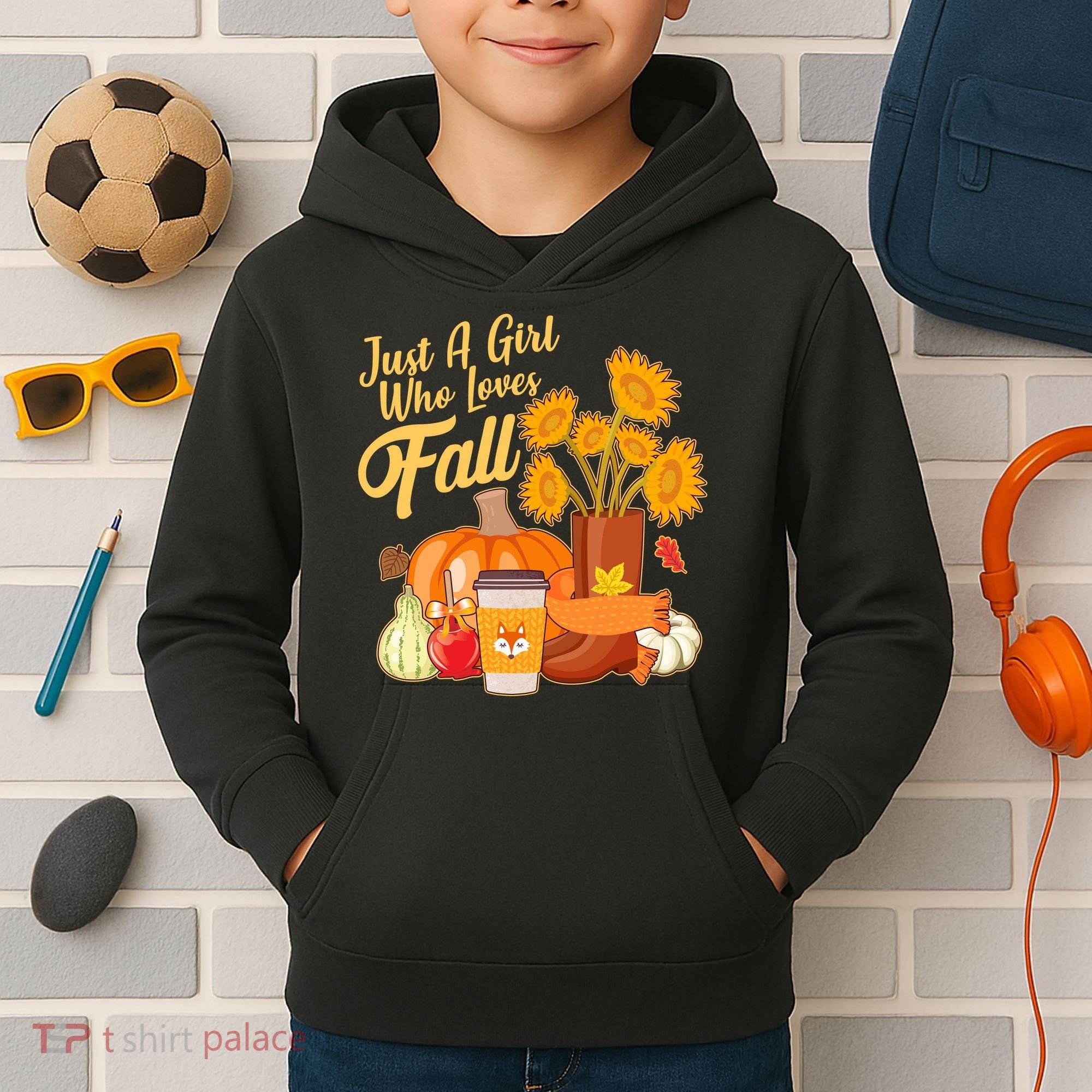 Just A Girl Who Loves Fall Autumn Lover Kids Hoodie