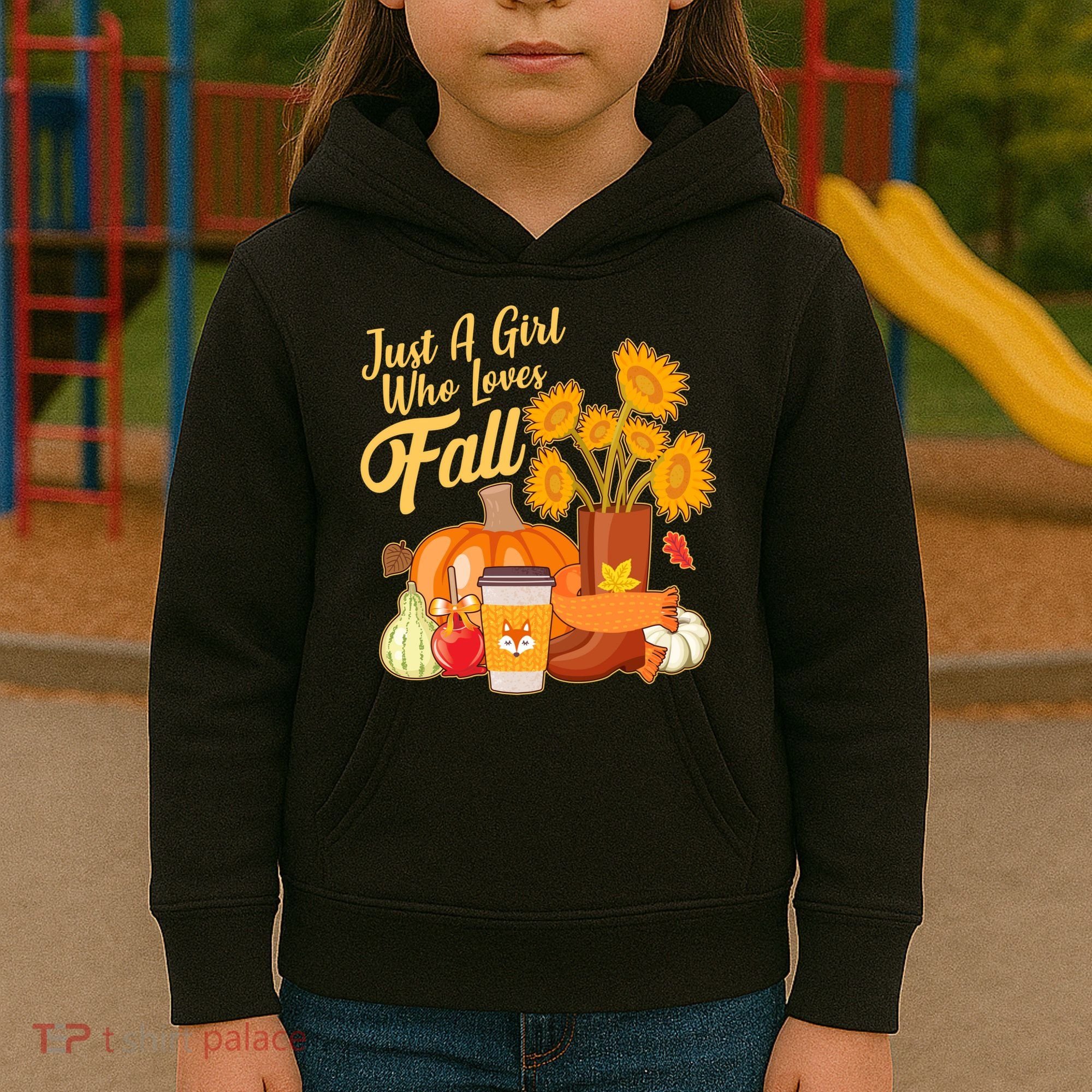 Just A Girl Who Loves Fall Autumn Lover Kids Hoodie