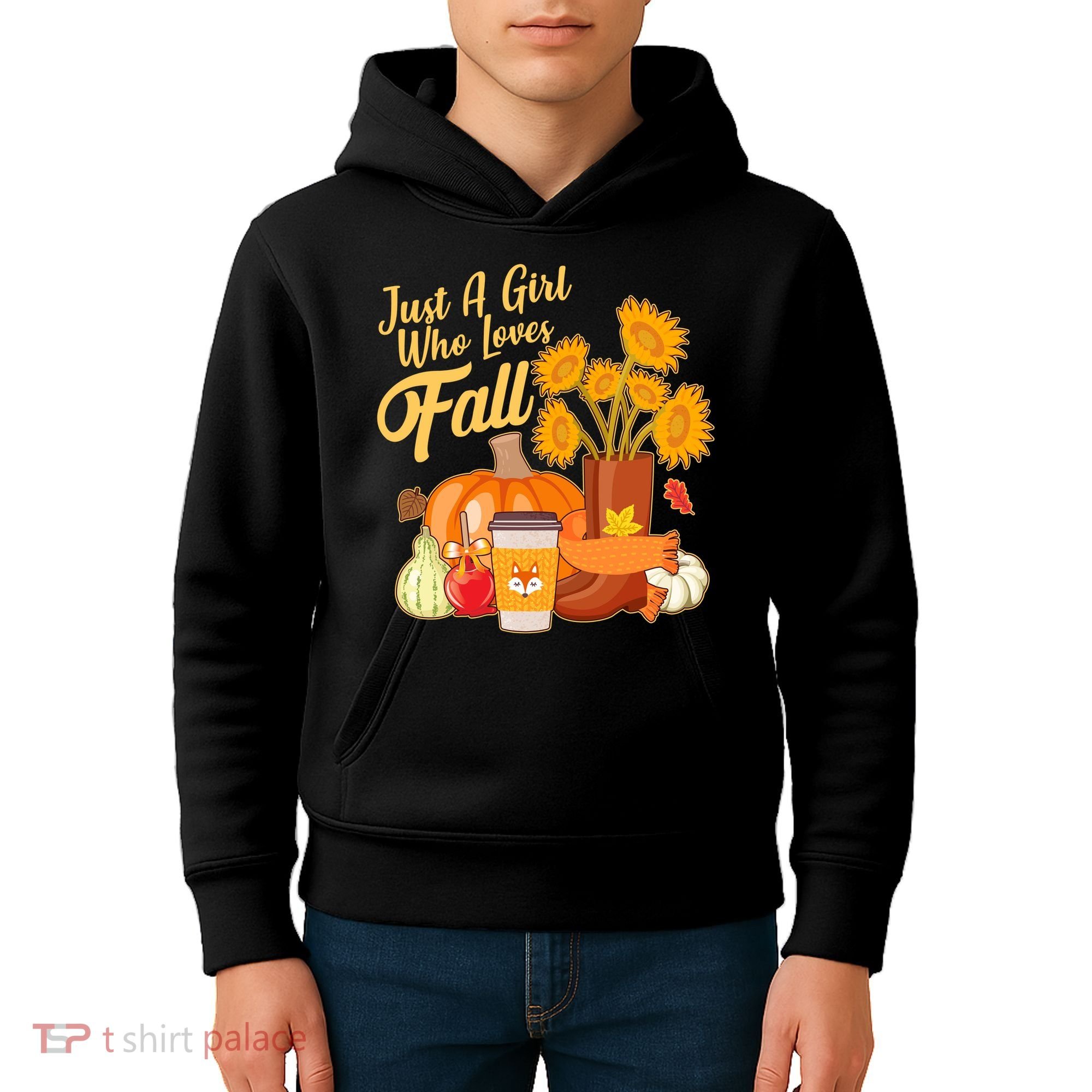 Just A Girl Who Loves Fall Autumn Lover Kids Hoodie