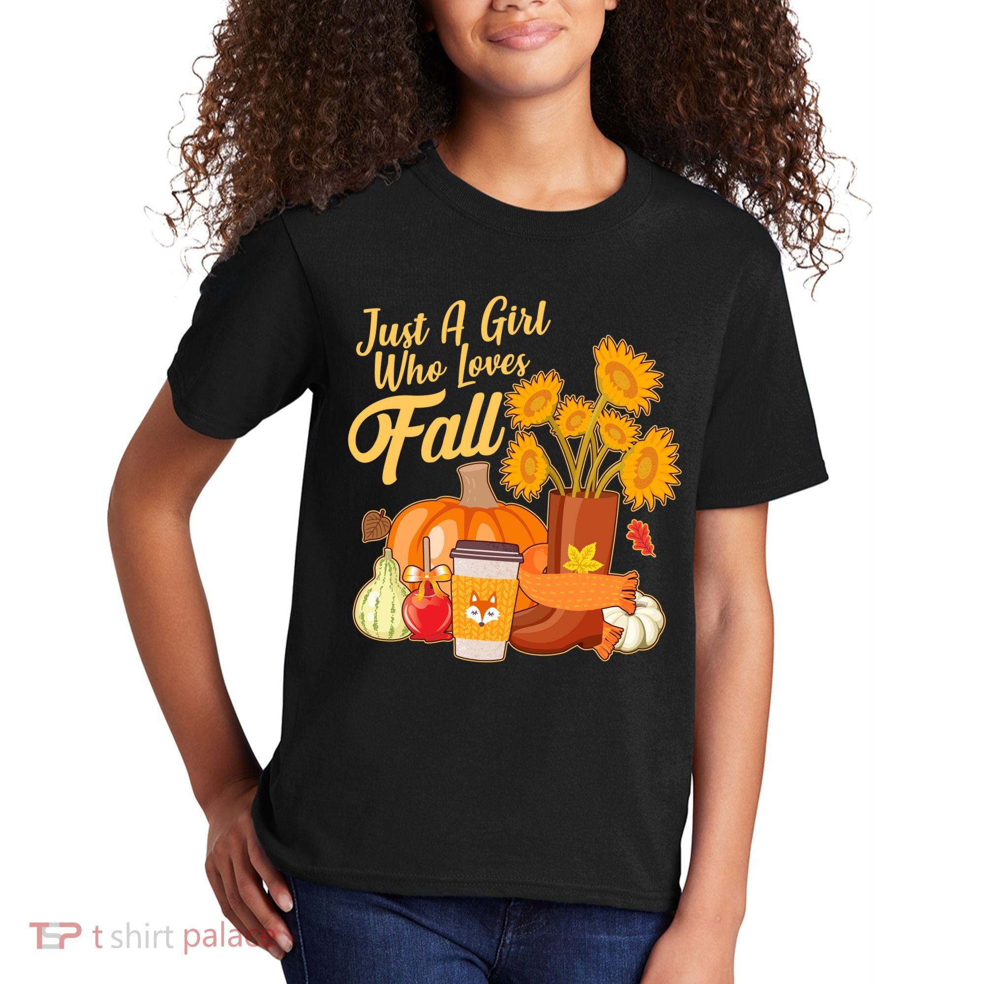 Just A Girl Who Loves Fall Autumn Lover Kids T-Shirt